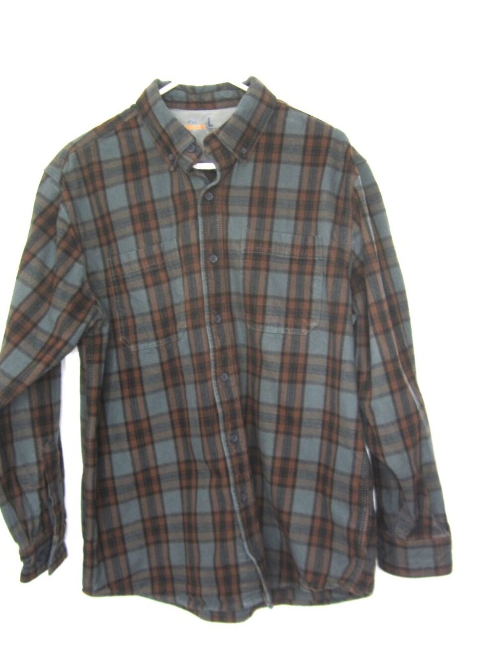 Ridgecut Toughwear Mens L Plaid Heavyweight Flannel Shirt Thick Gray Brown
